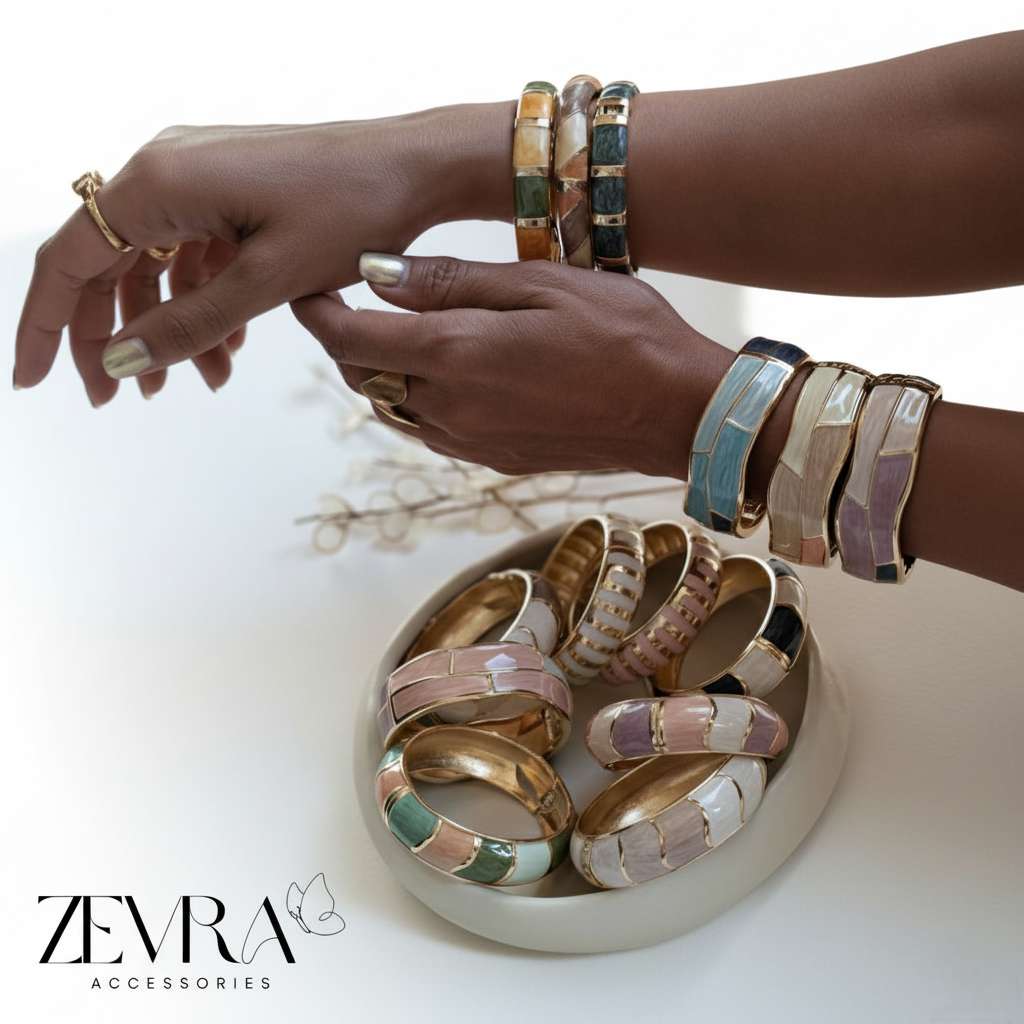 بنگل‌های زنانه چند رنگ و شیک ZEVRA جدیدترین کالکشن النگوی پهن