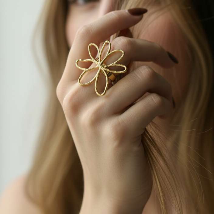 انگشتر طرح گل هشت پر