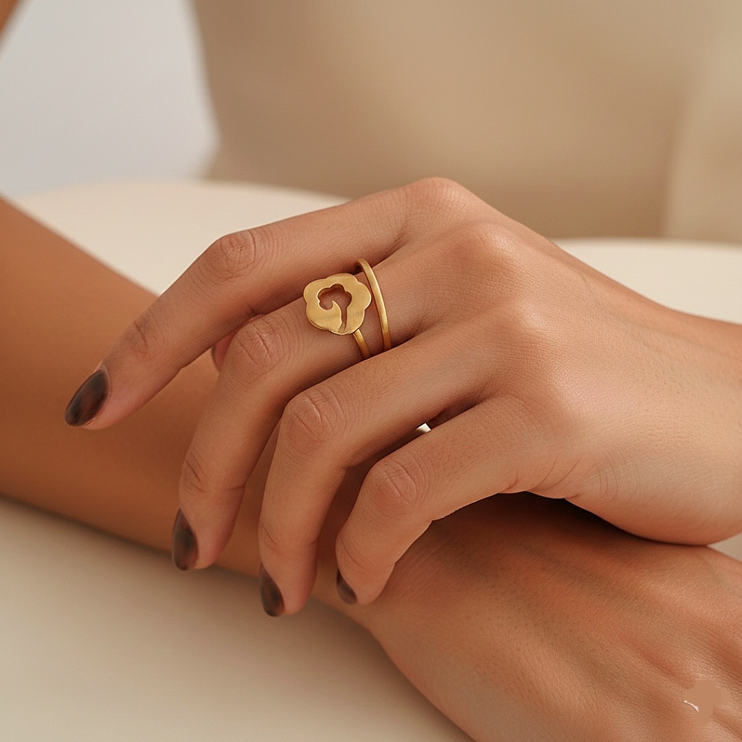 انگشتر طرح گل مینیمال (طلایی مات)